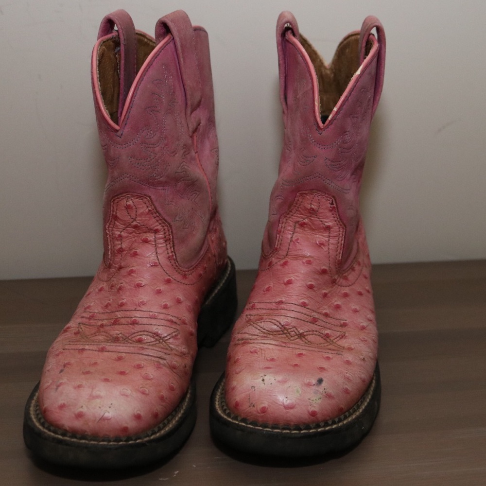 Ariat Pink Suede and Ostrich Western Boot